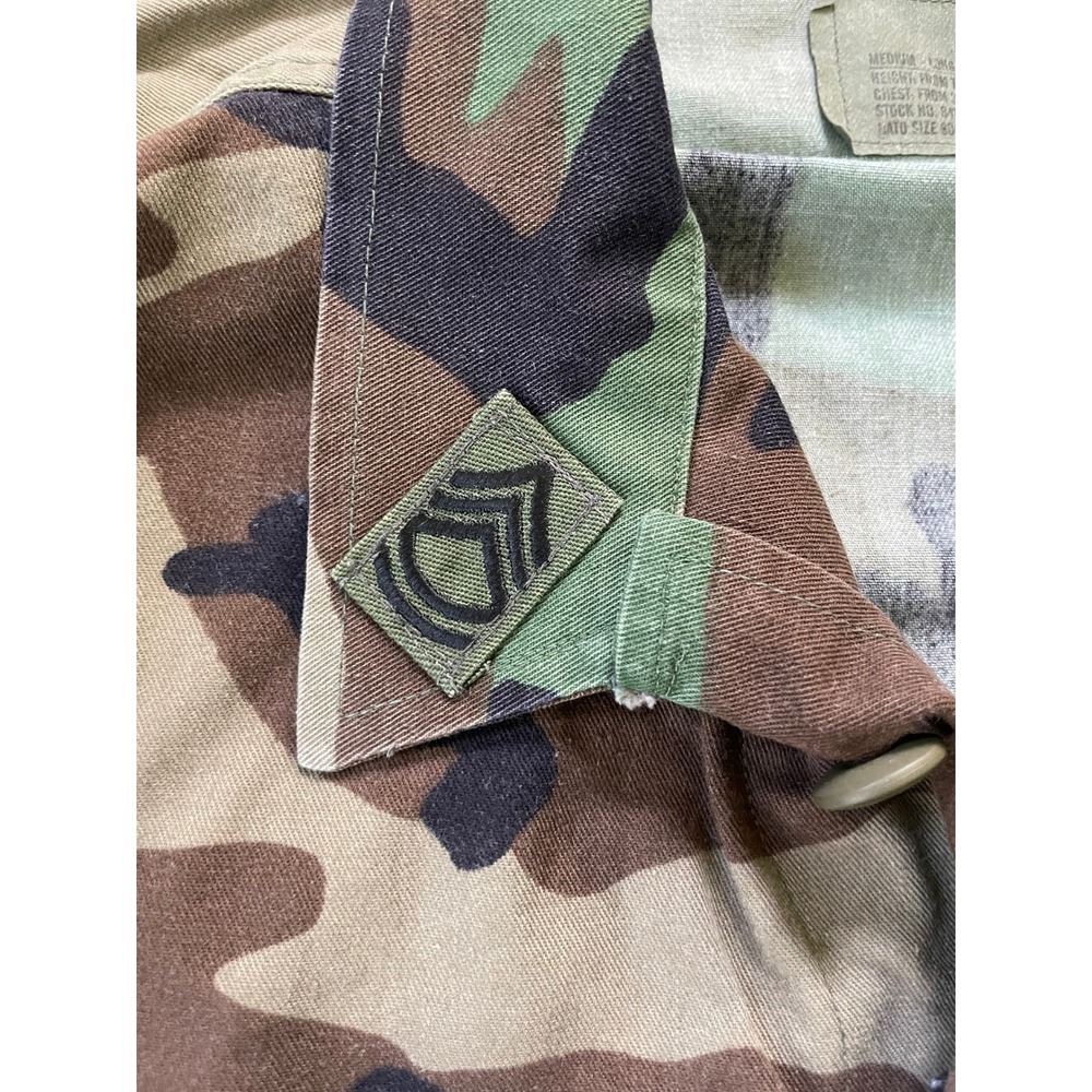 US Army Mens Medium Long BDU Jacket Camo Woodland 1st Infantry Division Patches - Picture 5 of 16